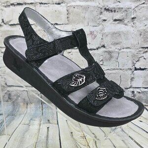 Alegria Kleo Sandals Women's 39 US 9 Black Leaf Leather Strappy Comfort KLE-676